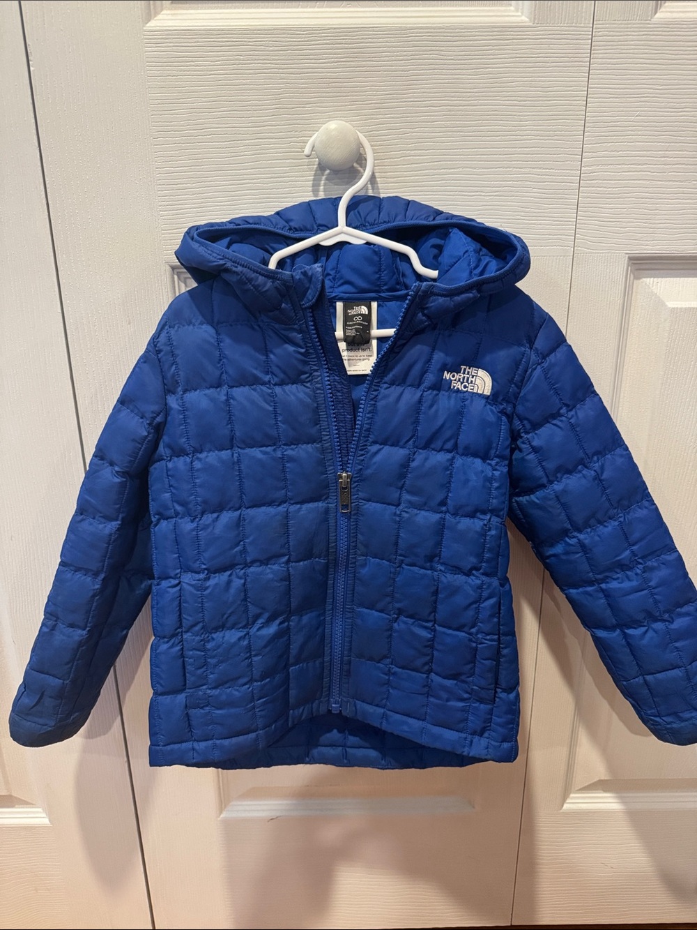 Used The North Face Kids Royal Blue Quilted Lightweight Hooded Puffer Jacket 4t